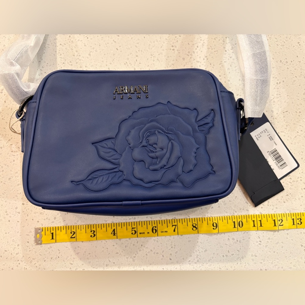 Armani Jeans Navy Floral Embossed crossbody Bag